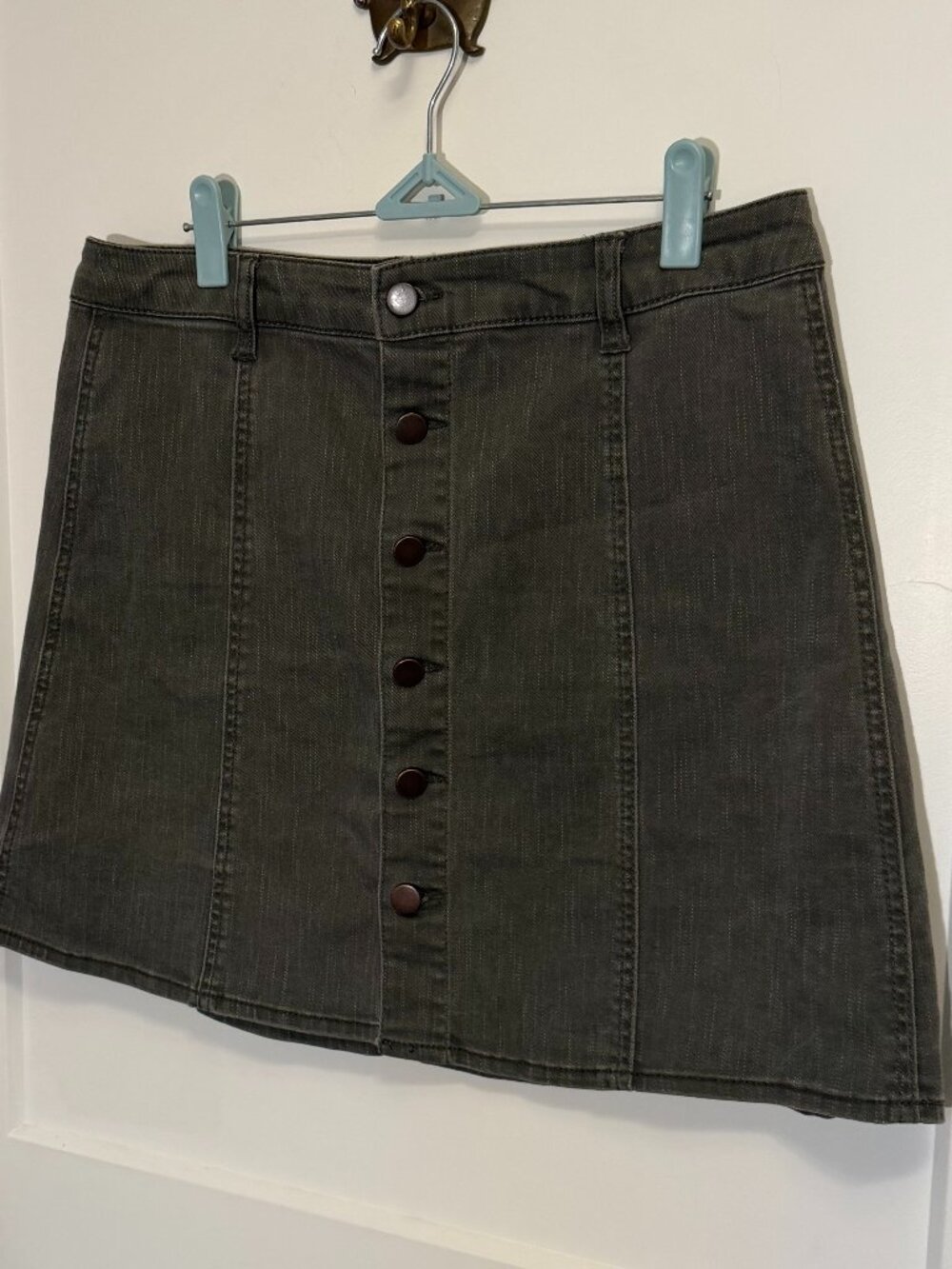 Falls Creek Green Denim Mini Skirt